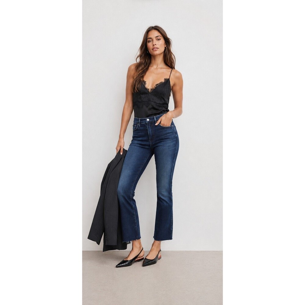 NWT Good American Denim Good Standard Kick Flare Soft Tech Jeans Size 16 Indigo